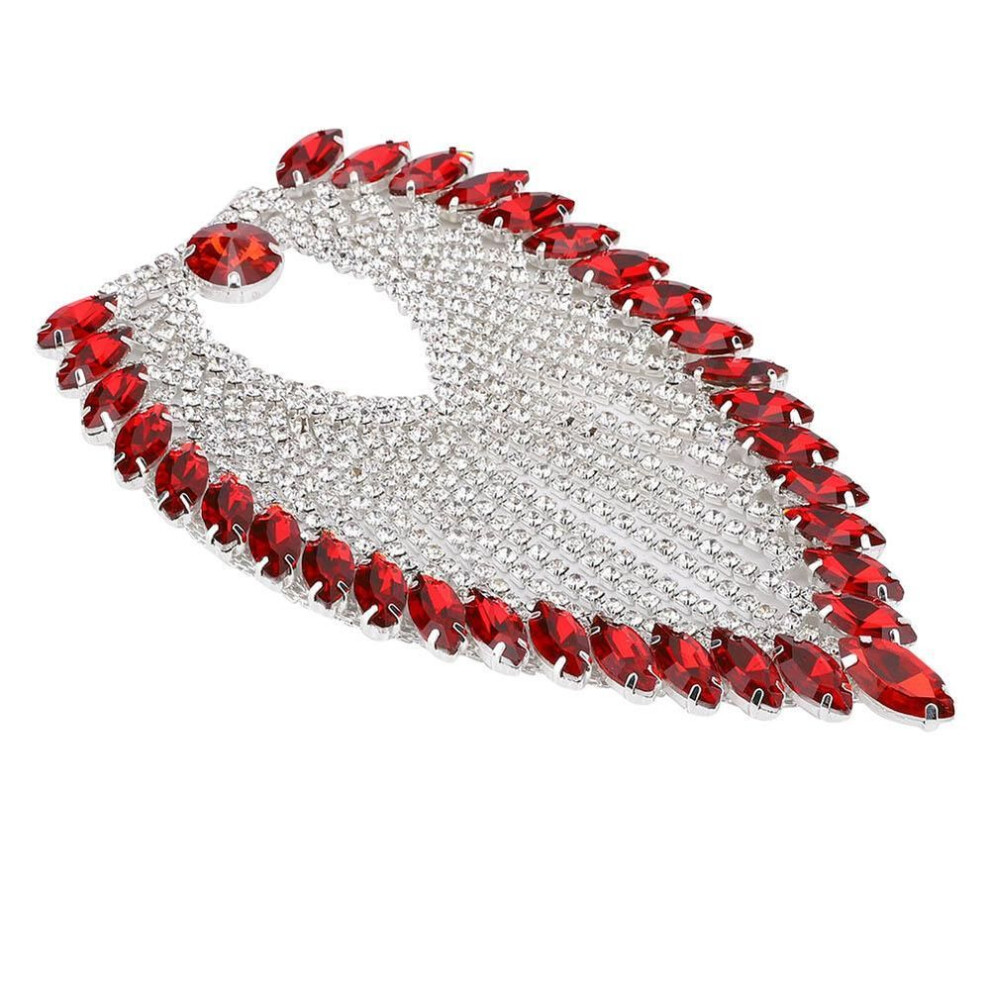 8.5 X 13cm Rhinestone Claw Chain Decorative Strass Crustal Horse Eye Applique Chain(red)
