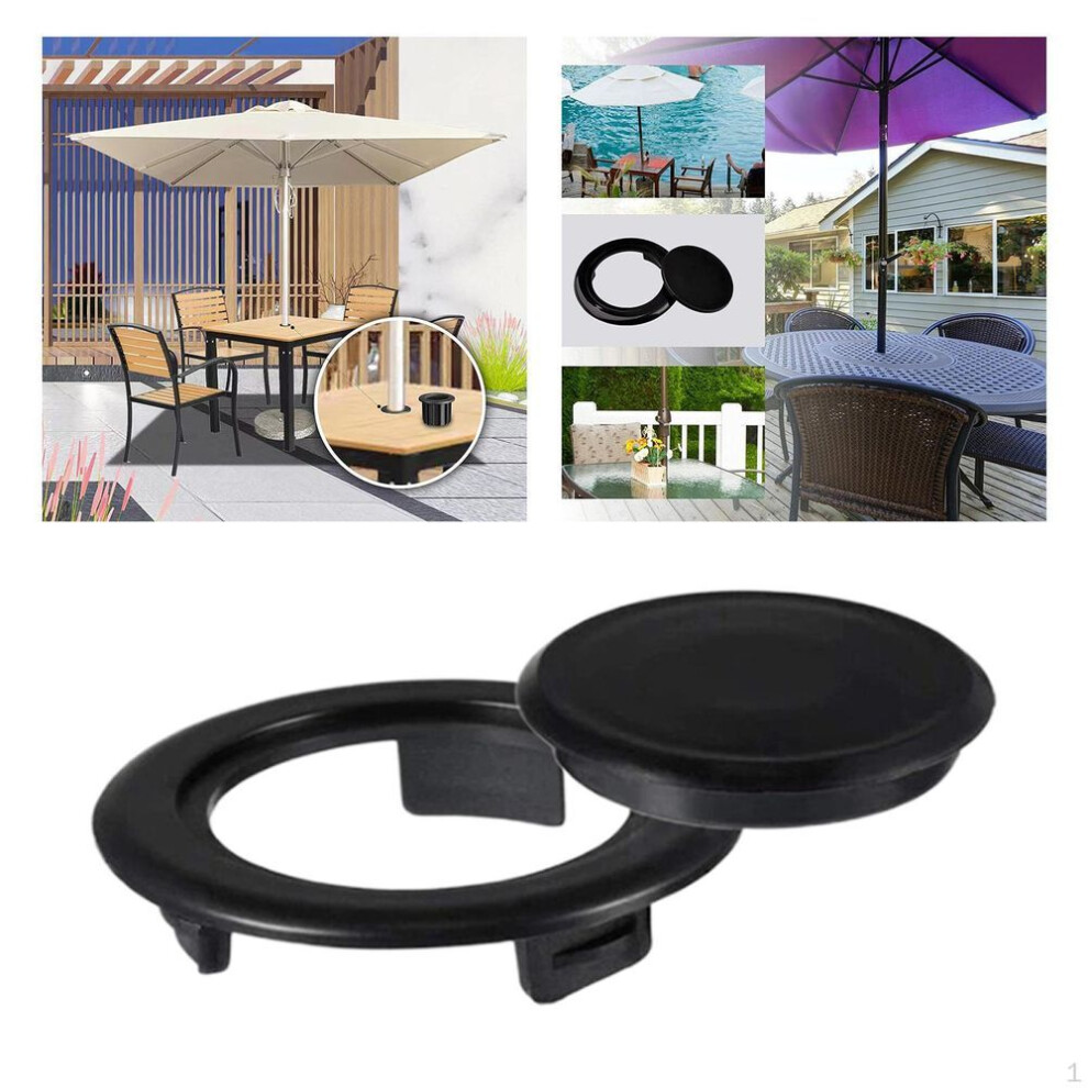 (black) Parasol Umbrella Hole Ring Plug And Cap Set, Table Cover Insert