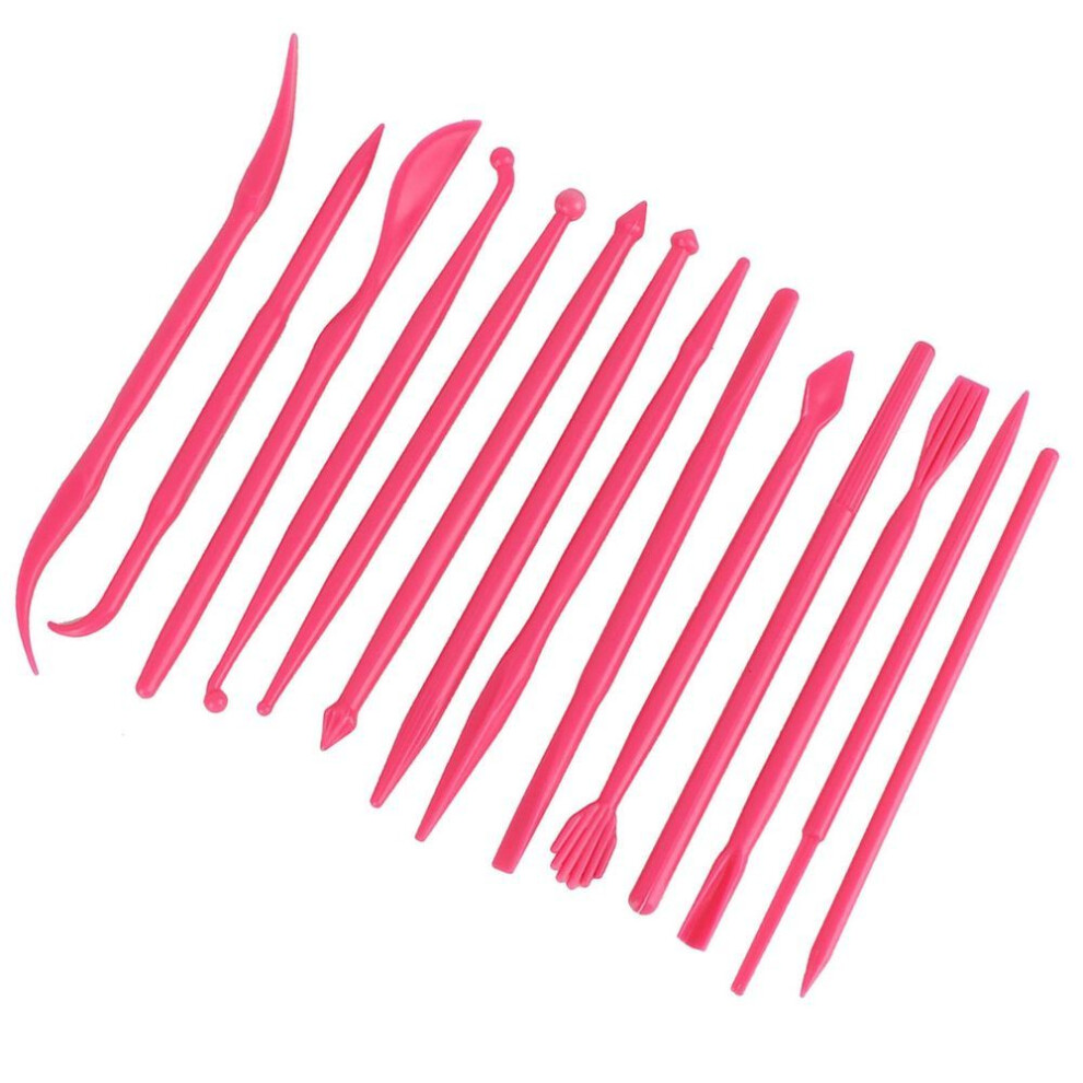 14pcs Diy Plastic Clay Sculpting Set Pottery Shaper Polymer Modeling Hand Tool(rose Red)