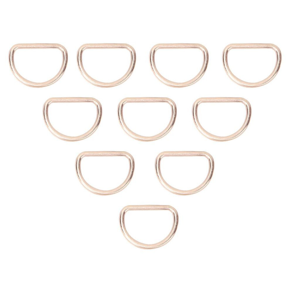 15mm 10pcs D Rings Adjusting Loop Alloy D Ring For Bag Clothes Belt Strap Webbing (gold)