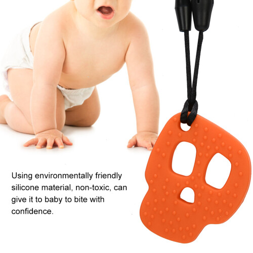 Infant Silicone Teething Necklace - Orange Safe Chewing Toy