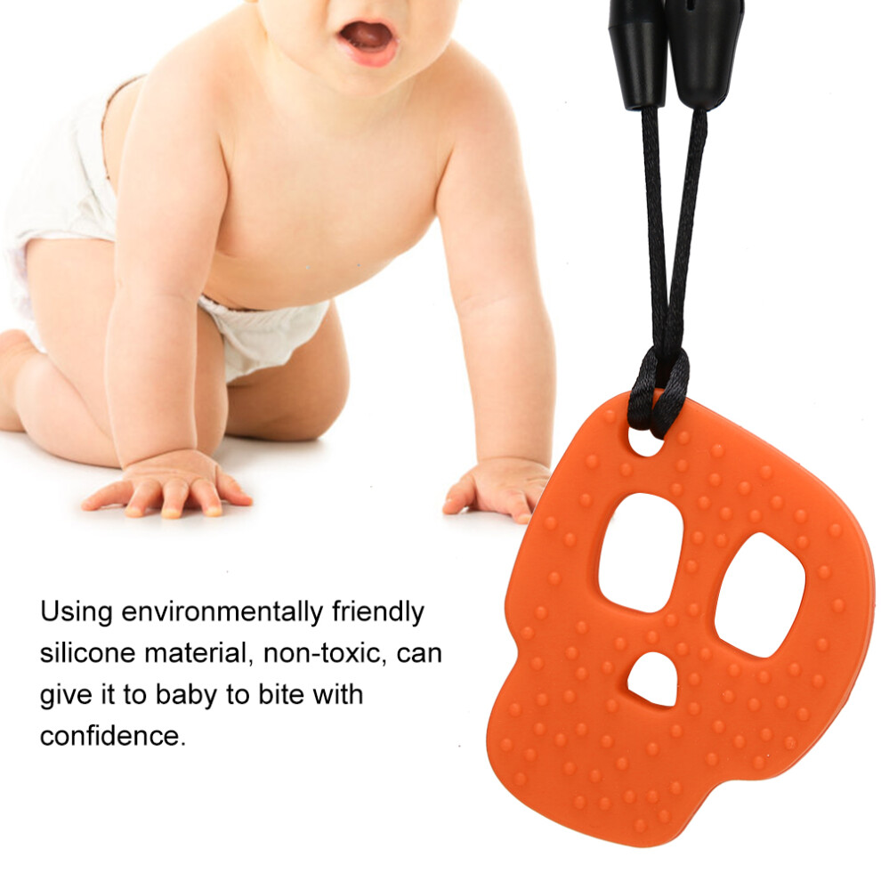 Infant Silicone Teething Necklace - Safe Chewing Toy Orange