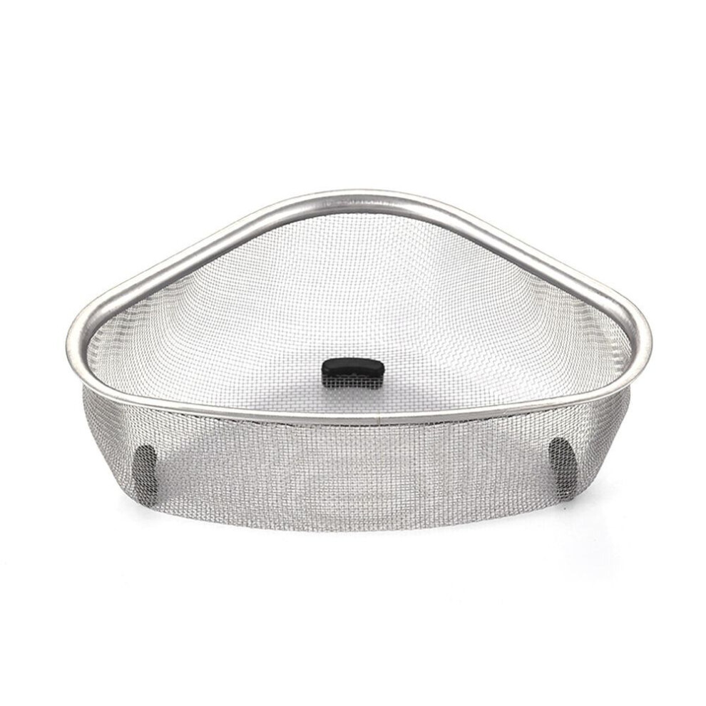 Sink Draining Basket Stainless Steel Fine Mesh Triangular Kitchen Sink Corner Strainer Basket For