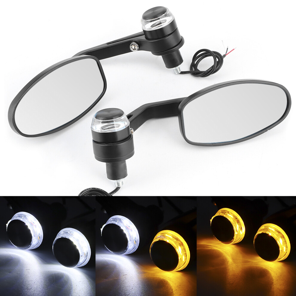 2Pcs 7/8In Handlebar End Mirrors W/ Turn Signal For Motorcycles Light 5071329862735