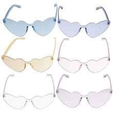 6Pcs Rimless Sunglasses Outdoor Glasses Party Sunglasses Heart Sunglasses Cosplay Party Glasses
