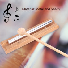 Solo Chime Percussion Instrument, Wooden Mallet, Metal & Beech, 175x27x36mm