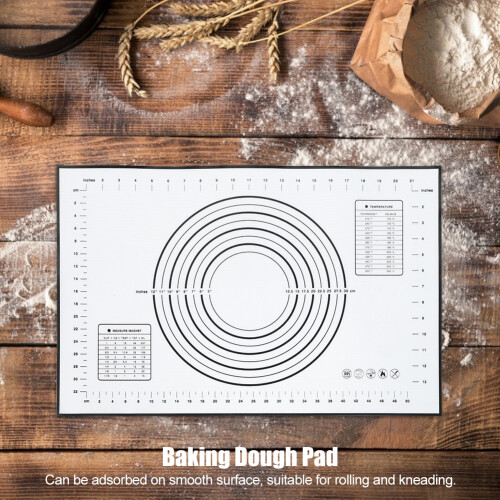 60x40cm Black Silicone Dough Kneading Mat with Scales for Baking