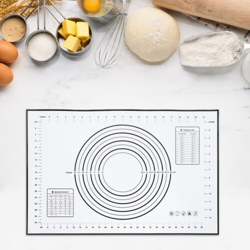 60x40cm Black Silicone Dough Kneading Mat with Scales for Baking 2