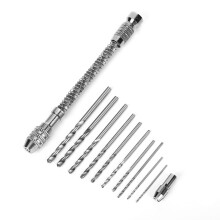 Aluminum Alloy Semi-Auto Hand Drill with 10 Bits for Woodwork & Model Making