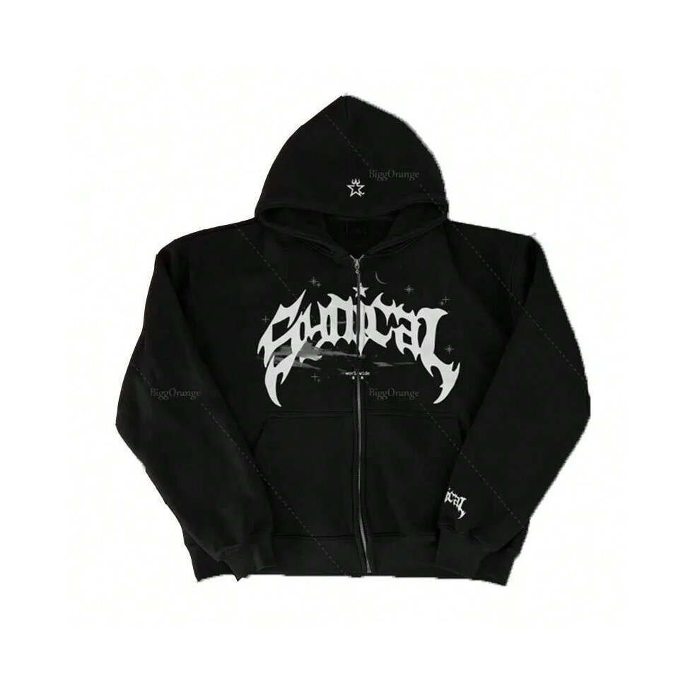 (black, S) 2025Y2k Printed Men's Hoodies  New Hip Hop Oversized Pocket Sweatshirt Harajuku Punk Streetwear Clothes Loose Pullover Hoodie-image-OPC-PJ6R97H-NEW