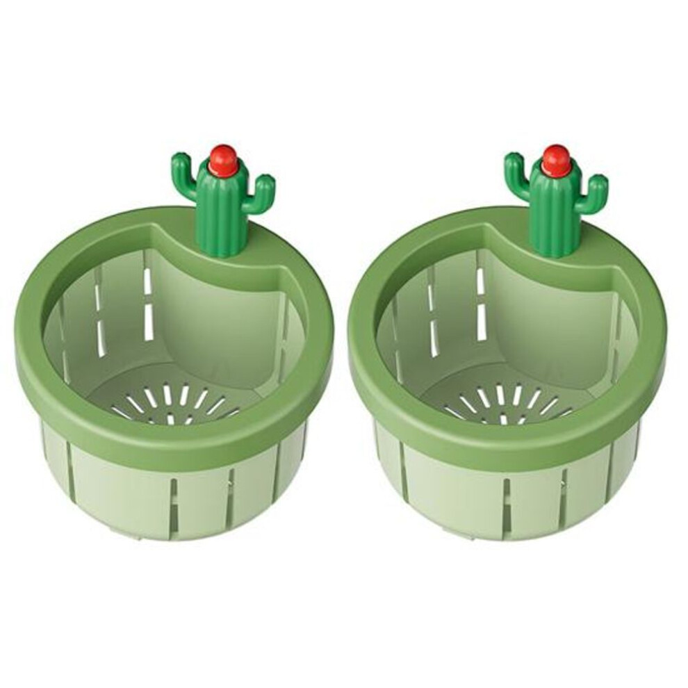 (green, 2pcs) 2 Pcs Kitchen Sink Strainer Multifunctional Household Cactus Strainer Press Type