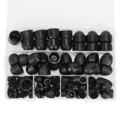 145PC Industrial M4-M12 Hex Nut Caps Black PE Protective Fasteners WJ 2