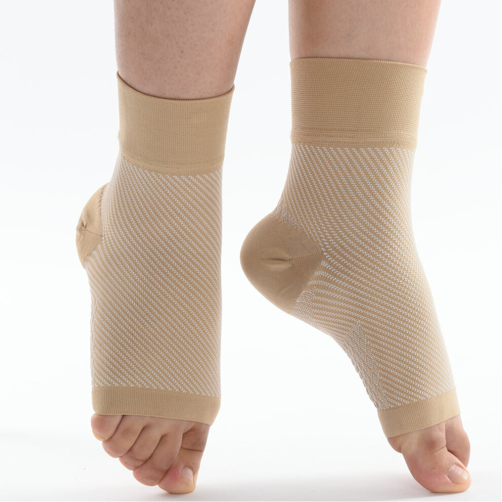 Sport Ankle Brace Protector Compression Sleeve M Skin Color for Injury Recovery
