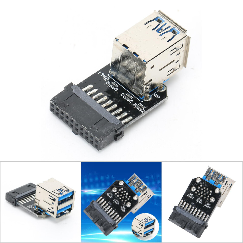 19Pin To 2-Port Usb 3.0 Adapter Converter Abs Computer Accessory Black 9491329902716