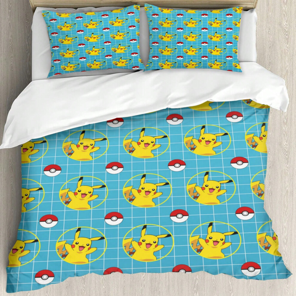 (MJ3, 200*200cm three-piece set) Pikachu dormitory HD digital three-piece bedding set four-piece set-image-OPC-PJ6RGRP-NEW