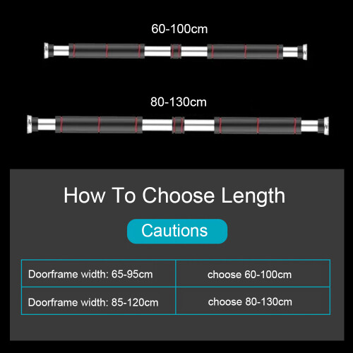 440lb Capacity Adjustable Pull-Up Bar 60-130cm Steel with Padded Grips