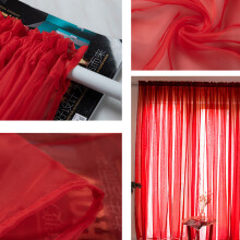 Breathable 1x2m Red Tulle Sheer Curtain for Bedroom Living Room Decor