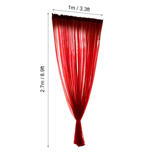 Polyester Window Voile Curtain Sheer Panels 1x2.7m Red Modern Simple