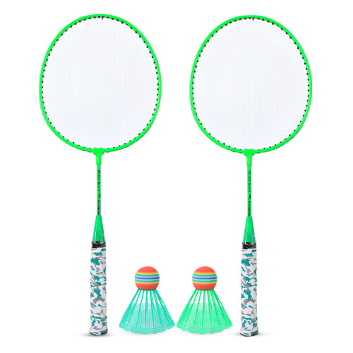 Kinder-Badmintonset mit 2 Bällen, fluoreszierendes Grün 1