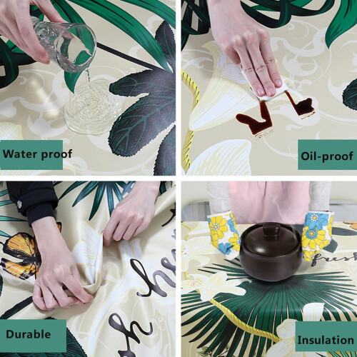 Round Tablecloth, Diameter 152 cm, PVC Washable, PVC Plastic 1