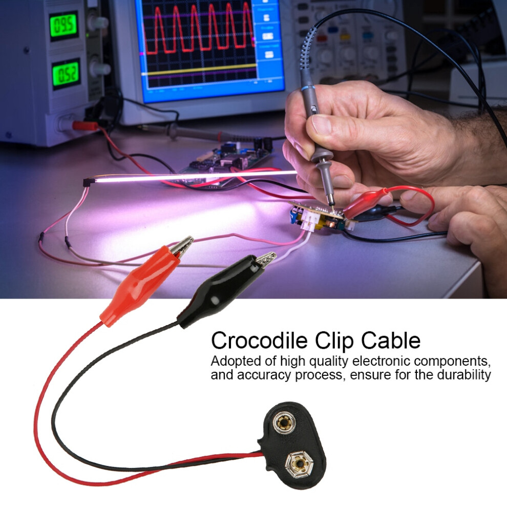 20Pcs 9V Battery Snap To Crocodile Clip Cable Lead 15Cm Length 8781329939234