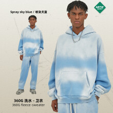 (Spraying the sky blue, M) 2025 Autumn Winter New Unisex Thickened Solid Color Hoodie with Distressed Spray-Dyed Design, Warm for Cold Days