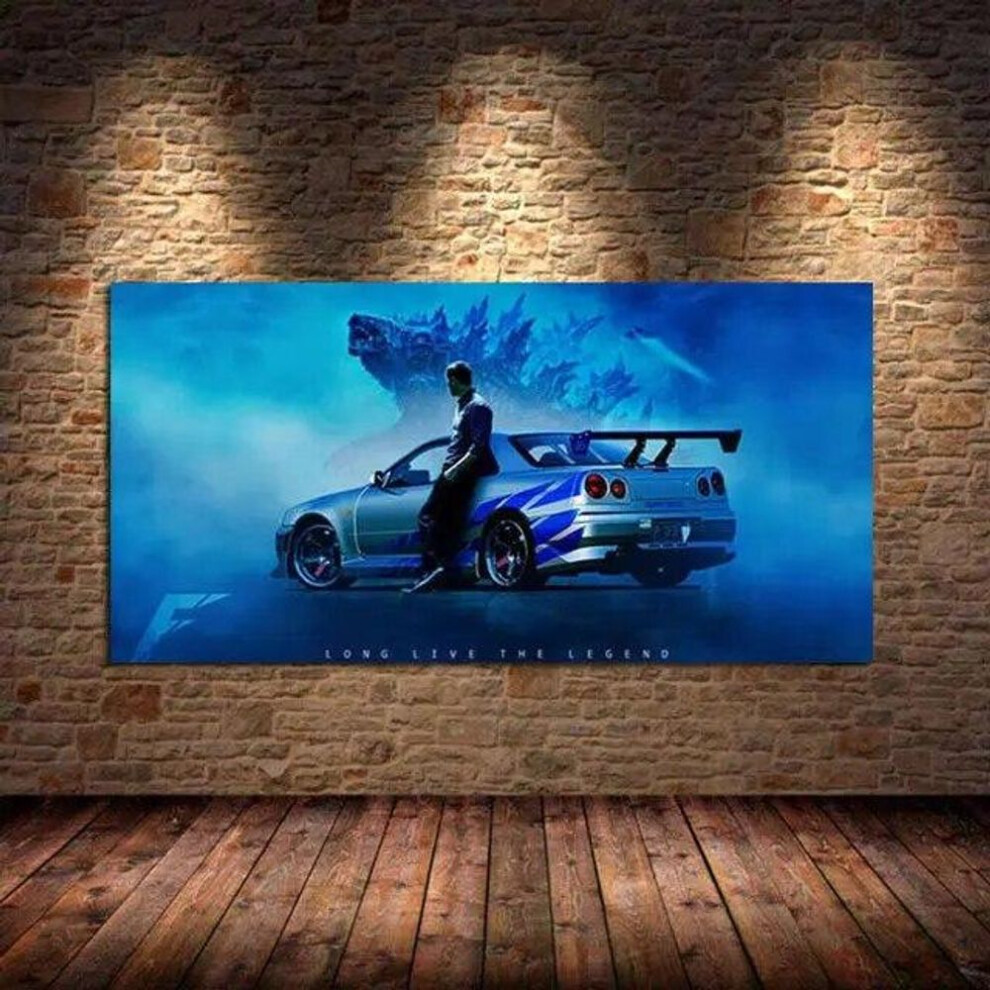 (as the picture, 50*150cm) Modern Style Car Nissan Skyline Gtr R34 Canvas Painting Posters And Prints Wall Art Pictures For Living Room Home Decoration No Frame