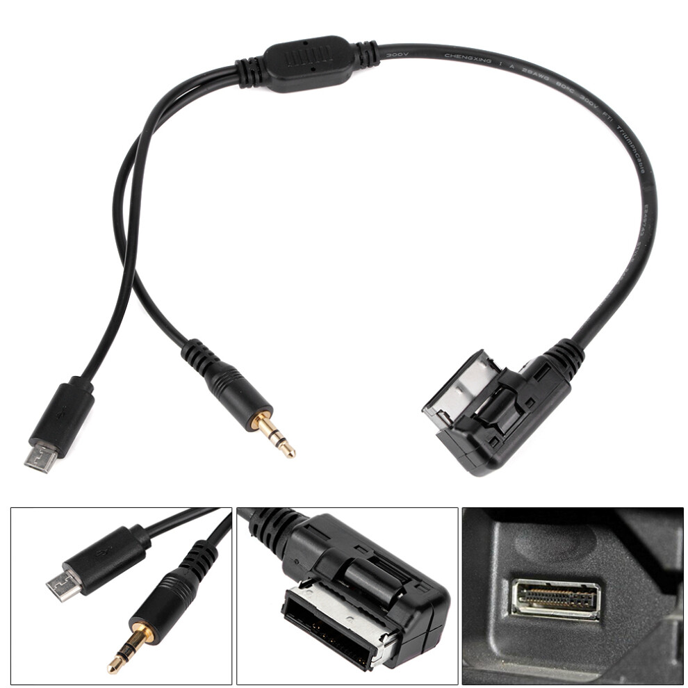 3.5Mm Aux Charging Cable For Mercedes Benz With Ami Interface, 12Cm Black 8721329959795