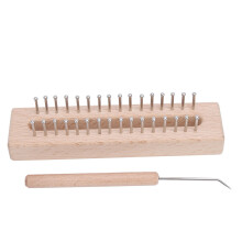 Kids Wooden Weaving Loom Rectangular Hand Knitting Machine with Crochet Hook