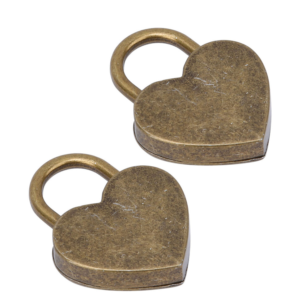 Heart Lock Metal Vintage Padlock 30X39mm In Bronze & Gold Colors 4651329970657