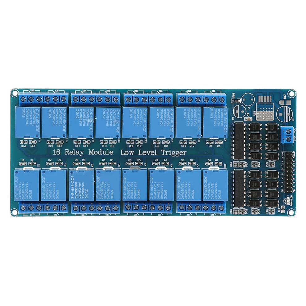 Low Trigger 5V 16 Channel Relay Module With 10A 250V Optocoupler 7891329979305