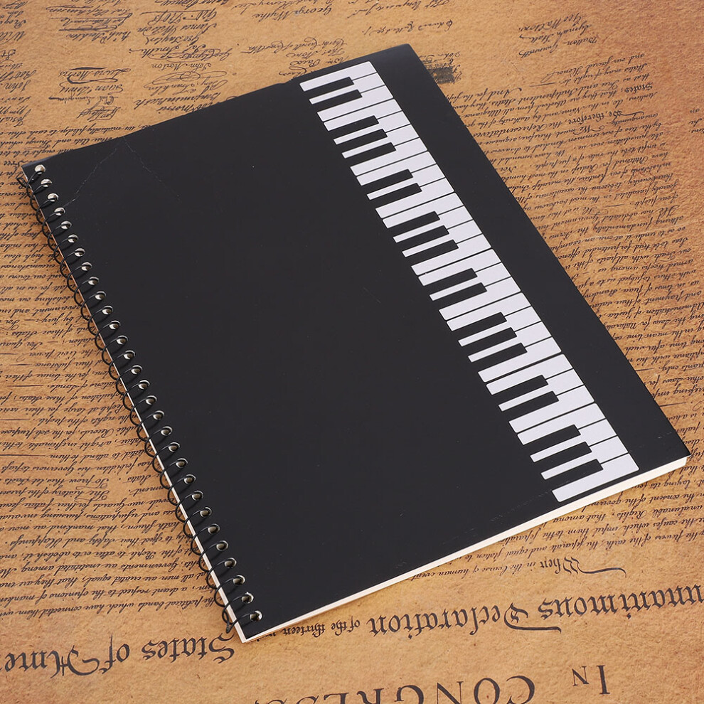 Music Manuscript Writing Paper - 50 Page Black Piano Theme