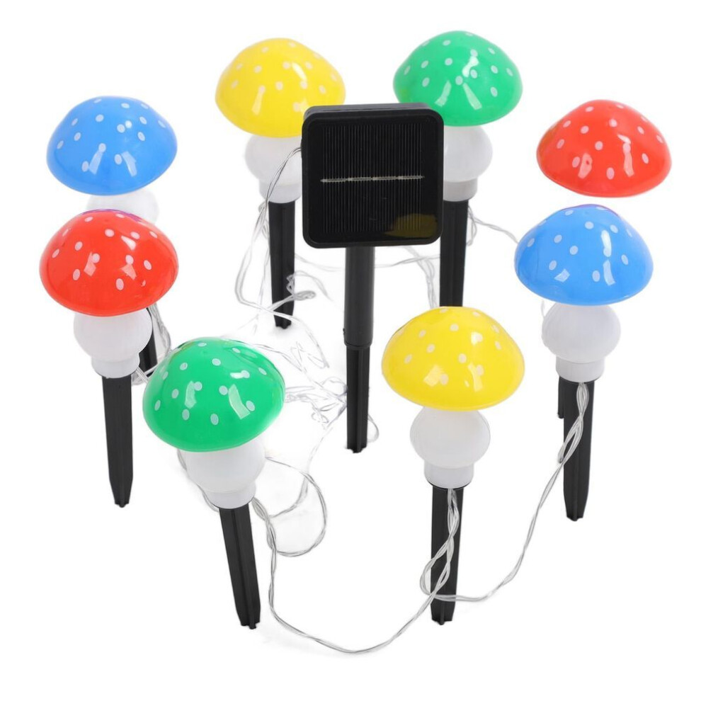 Mini Mushroom Solar Light String 8 Led Colorful Light Waterproof Outdoor Garden Light String