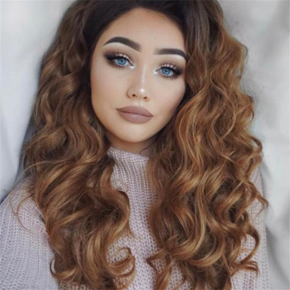 Brown Long Curly Women's Synthetic Wig, Heat Resistant, 300g