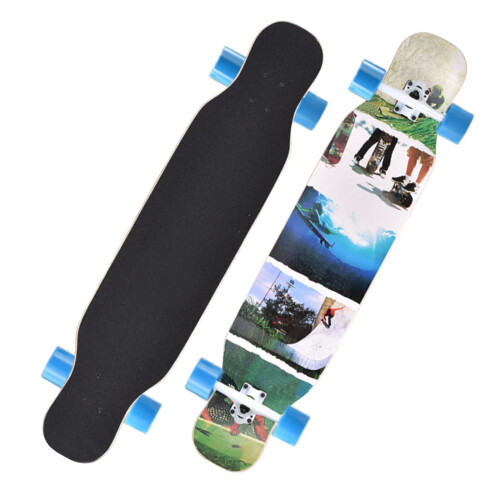 Longboards Skateboards 42 Inch Complete Longboard Double Kick Blue