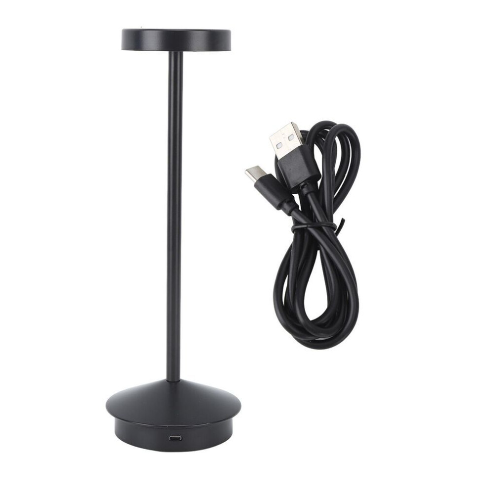 (black) Rechargeable Led Table Lamp 2000mah Cordless Battery Operated Metal Bedside Usb C Desk Light