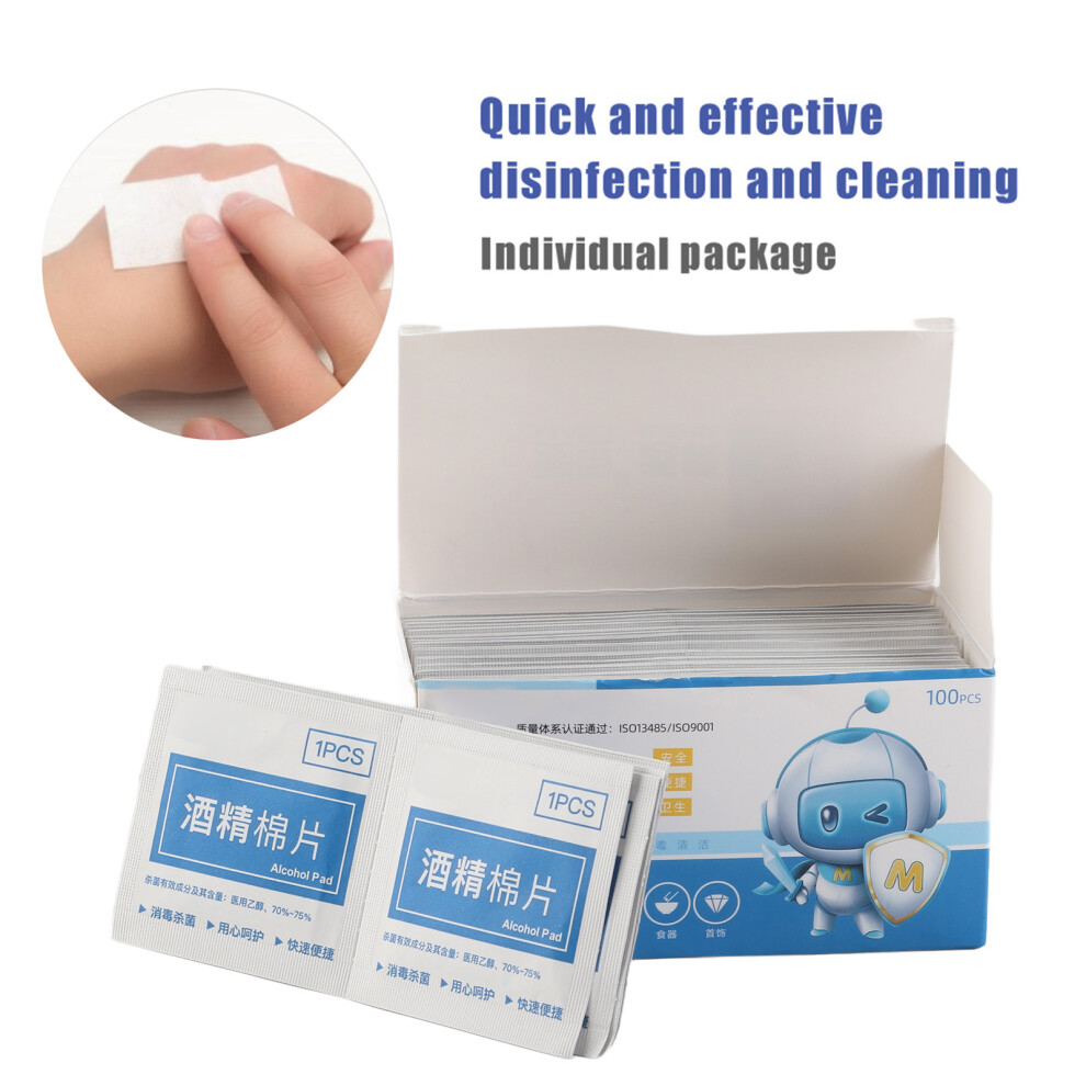 100 Disposable Alcohol Wipe Pads 7cm Disinfection Cotton Pads First Aid Kit