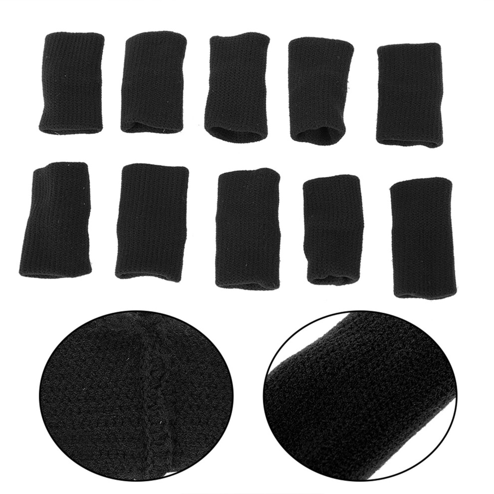 Black Finger Protector Set: 10 Stretchy Sleeves For Sports Injury Prevention
