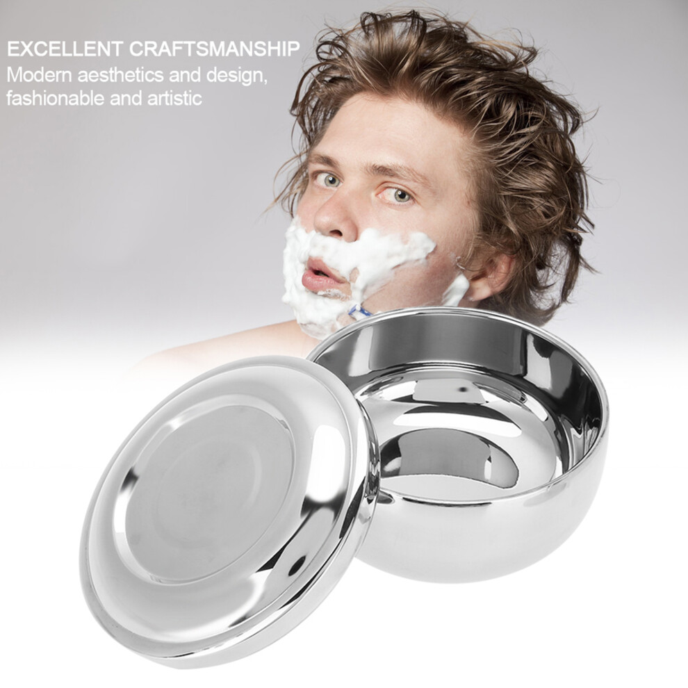 Durable Stainless Steel Shaving Soap Bowl with Lid for Home or Travel