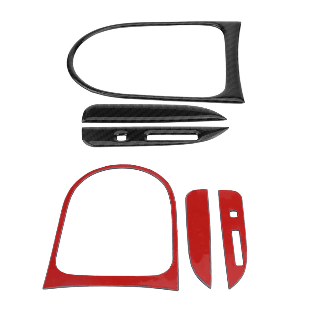 3Pcs Carbon Fiber Gear Panel Cover Trim For Ford Mustang 2015-2017 8731330000942