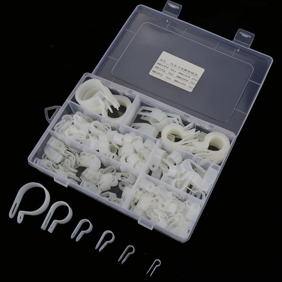 Assorted 200Pcs Nylon P Clips White Plastic Clamps For Cable Conduit Kit 4611330003898