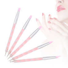 Dual Ended Silicone Head Dotting Pens Set: 5pcs for Nail Art Pink