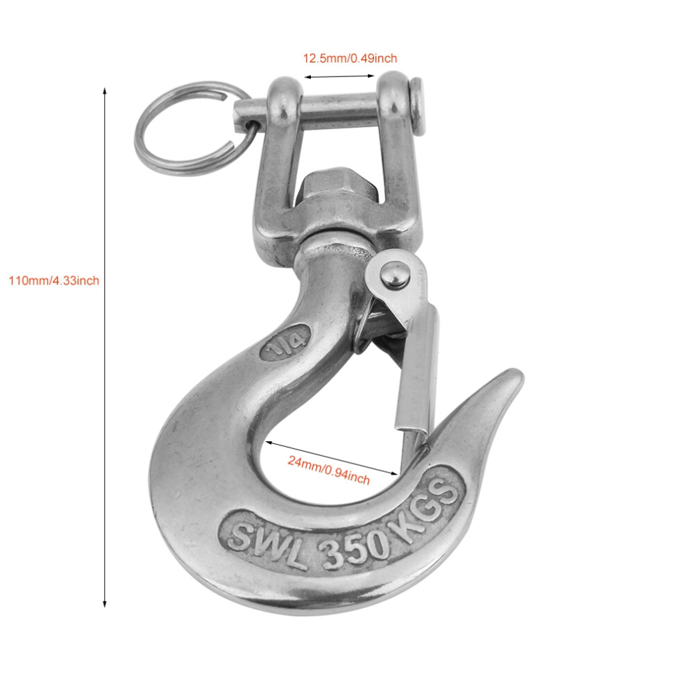 Heavy Duty 350Kg Load 110Mm 304 Steel Swivel Eye Clevis Snap Hook 6931330005790