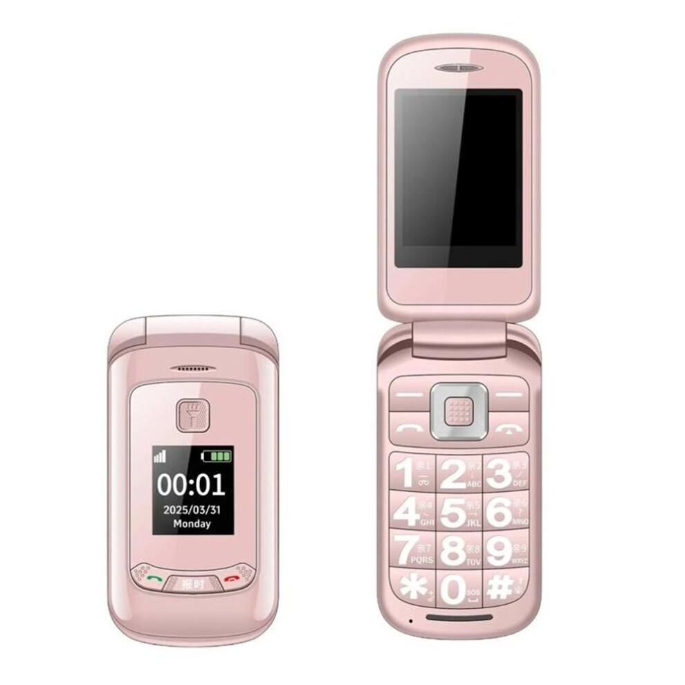 Dual Screen Small Senior Flip Phone Spped Dial Big Button Dual Screen Loud Speaker Two Sim Cards Clamshell Mobile Sos Dial Torch Button Phone