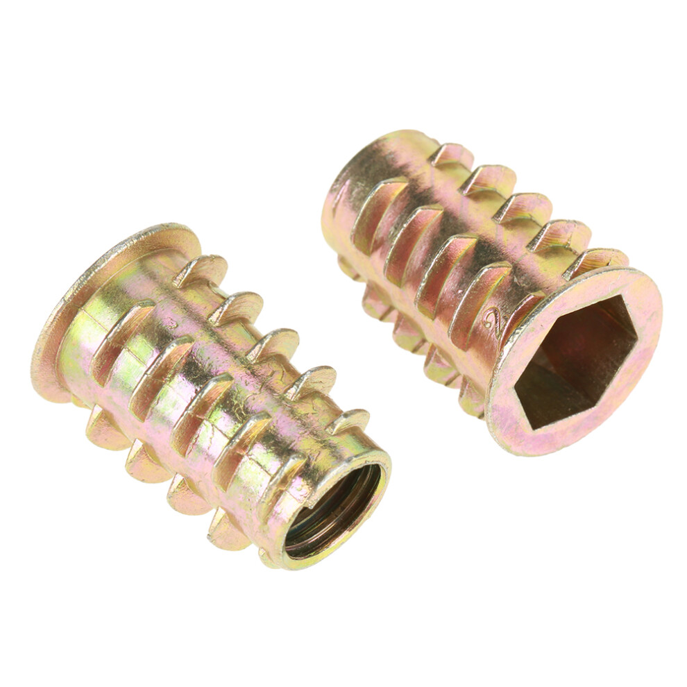 Rustproof M10x25mm Zinc Alloy Wood Insert Nuts With Flanged Hex Head 4991330007486