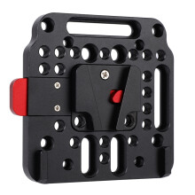 V Lock Assembly Quick Release External Battery Plate, Aluminum, Black