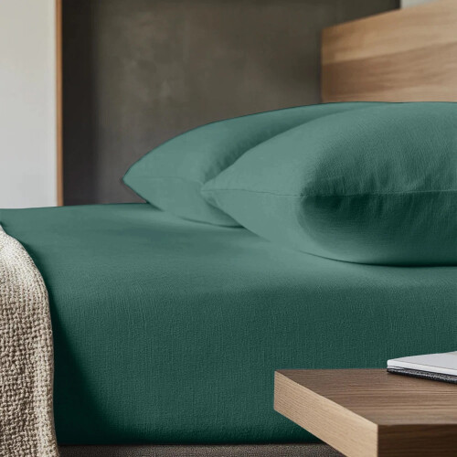 (Pillowcases Pair: 50X75 cm, Emerald) Pack of 2 Fitted Sheets 25CM Extra Deep Hotel Quality Fitted Bed Sheets 2