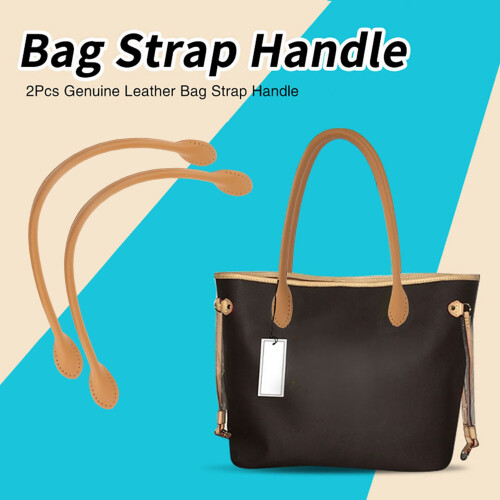 2Pcs Leather Bag Handles for Custom DIY Hand Accessories Thread Brownish Yellow 2