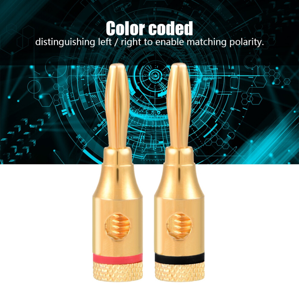 10-Pack -Plated Copper Banana Plugs For Speaker Wire Connection Gold 7891330021253