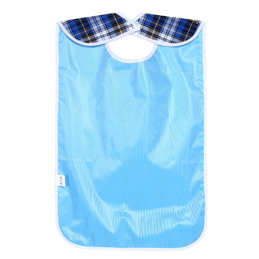 Blue Adult Bib - Waterproof Double Layer Protection For Mealtime